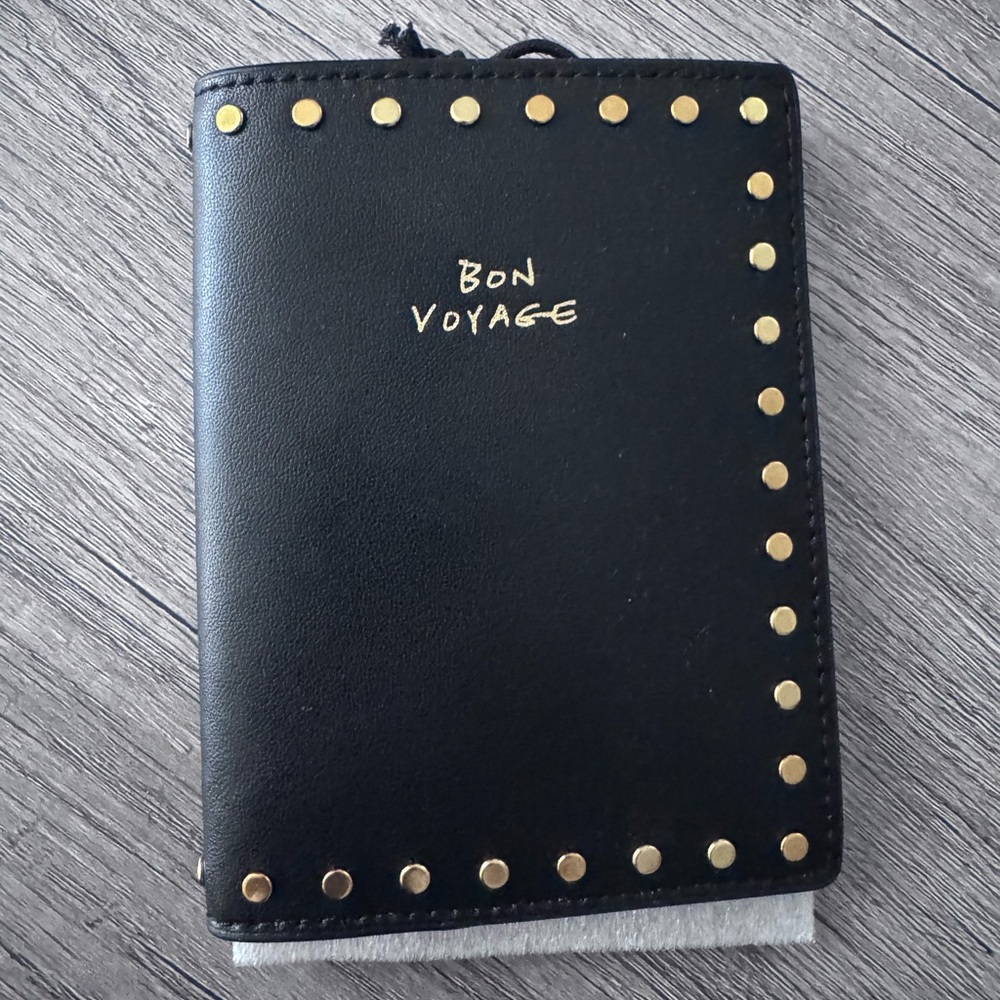 Rebecca Minkoff Bon Voyage Passport Case — Black Leather w/ Studs